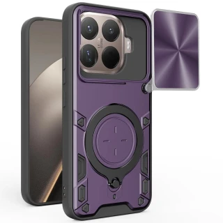 Ударостійкий чохол Bracket Ringstand із захисною шторкою для камери на Xiaomi 15T Pro — Purple