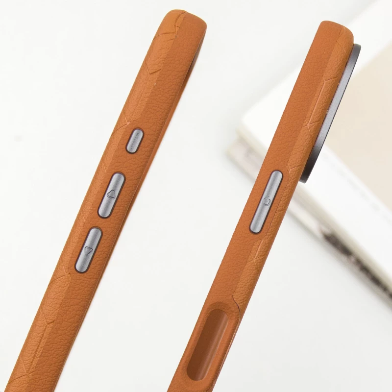 Шкіряний чохол з візерунком та MagSafe на Apple iPhone 16 – Orange. Фото 7 з 10