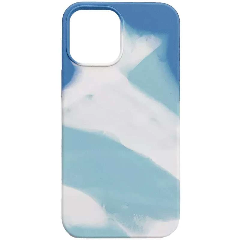 

Чохол Акварель Silicone Case на Apple iPhone 12 (Бирюзово-білий)
