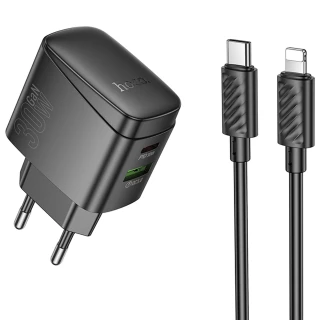 СЗУ Hoco CS61A Bright PD30W+QC3.0 (1USB-A/1C) + кабель Type-C to Lightning фото 1 СЗУ Hoco CS61A Bright PD30W+QC3.0 (1USB-A/1C) + кабель Type-C to Lightning фото 1 из 1