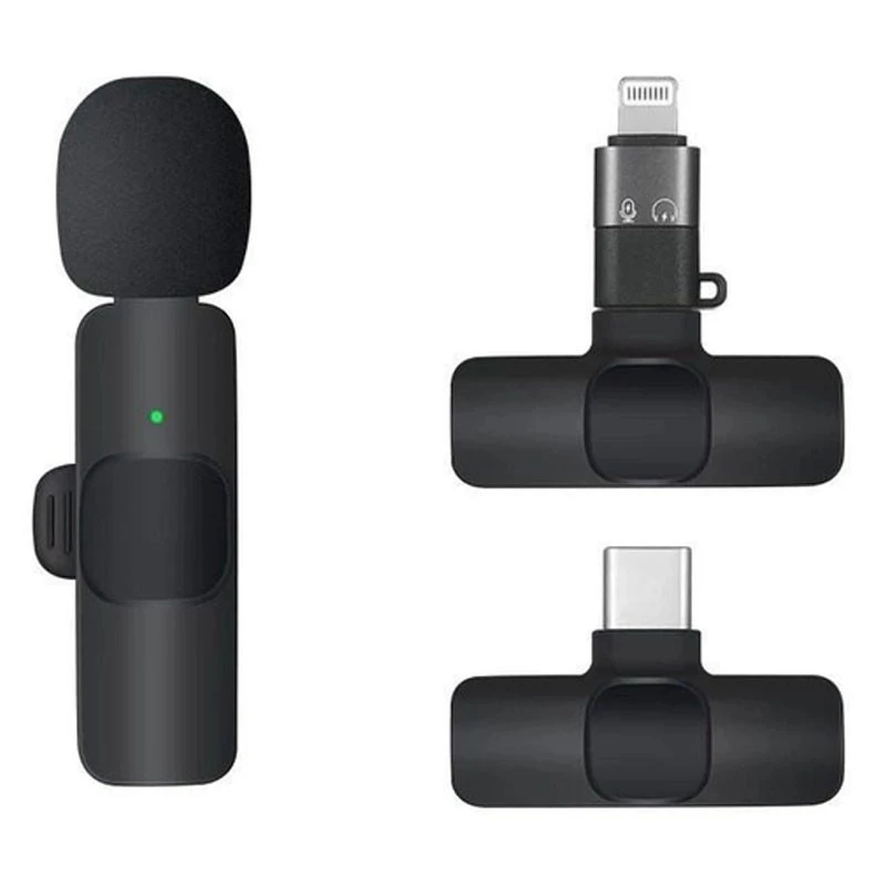 Петличный беспроводной микрофон Borofone BFK12 Trophy lavalier Lightning/Type-C – Black. Фото 1 из 15