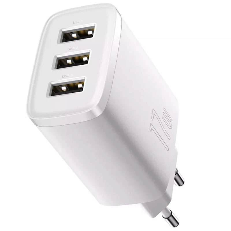 МЗП Baseus Compact 17W (3USB) – Білий. Фото 2 з 4
