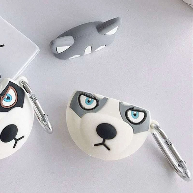 Силіконовий футляр Husky для навушників AirPods 1/2 + карабін – Сірий. Фото 3 з 4