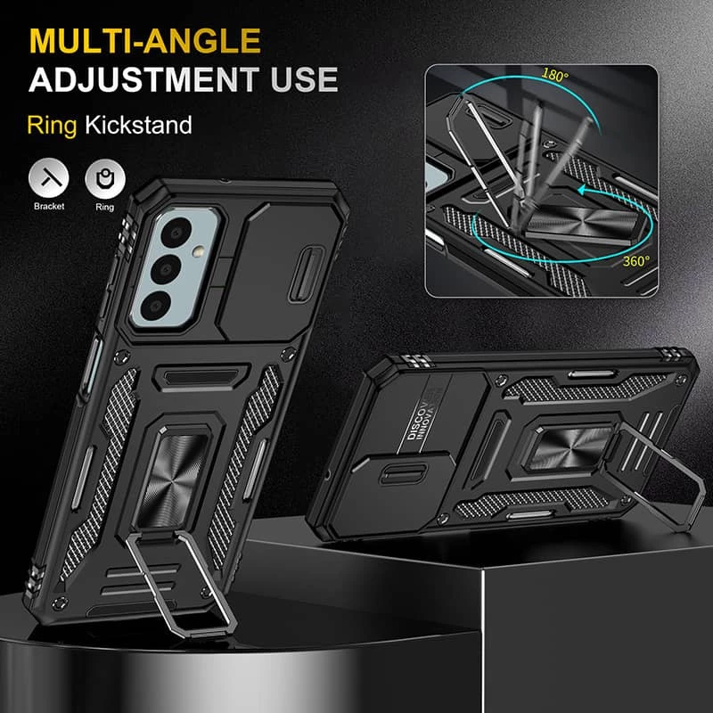 Ударопрочный чехол Square Ring c шторкой на камеру для Samsung Galaxy M23 5G – Черный / Black. Фото 5 из 6