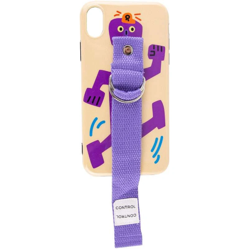 

Чохол Funny Holder з кольоровим ремінцем на Apple iPhone XS Max (6.5") (Жовтий / Фіолетовий)
