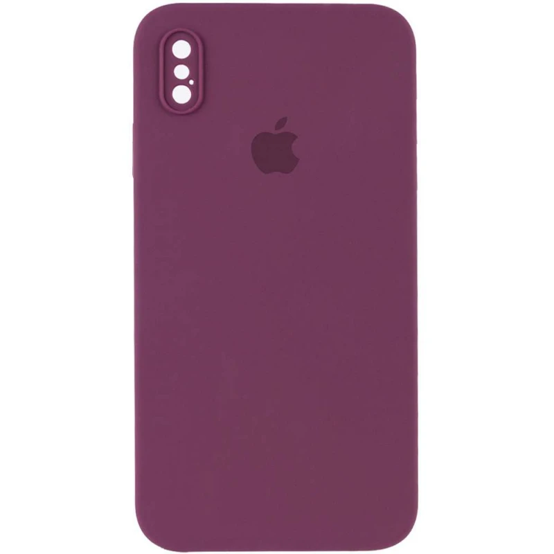 Чехол Silicone Case Square с защитой камеры для Apple iPhone XS Max (6.5") – Бордовый / Maroon. Фото 1 из 3