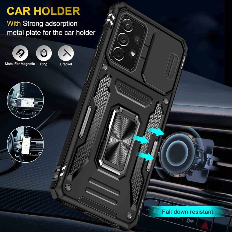 Ударостійкий чохол Square Ring зi шторкою на камеру на Samsung Galaxy A53 5G – Чорний / Black. Фото 5 з 9