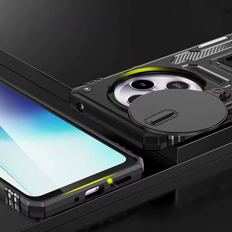 Ударостійкий чохол Square Ring зi шторкою на камеру на Xiaomi Poco C75 – Чорний / Black. Фото 4 з 5