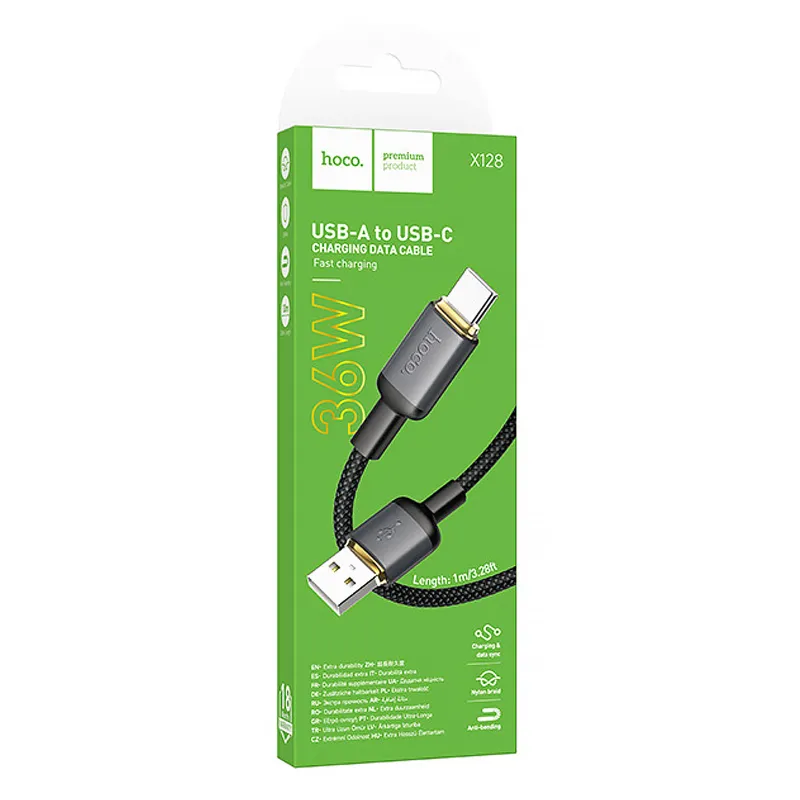 Дата кабель Hoco X128 Benefit USB to Type-C 36W (1m) – Black. Фото 2 из 5