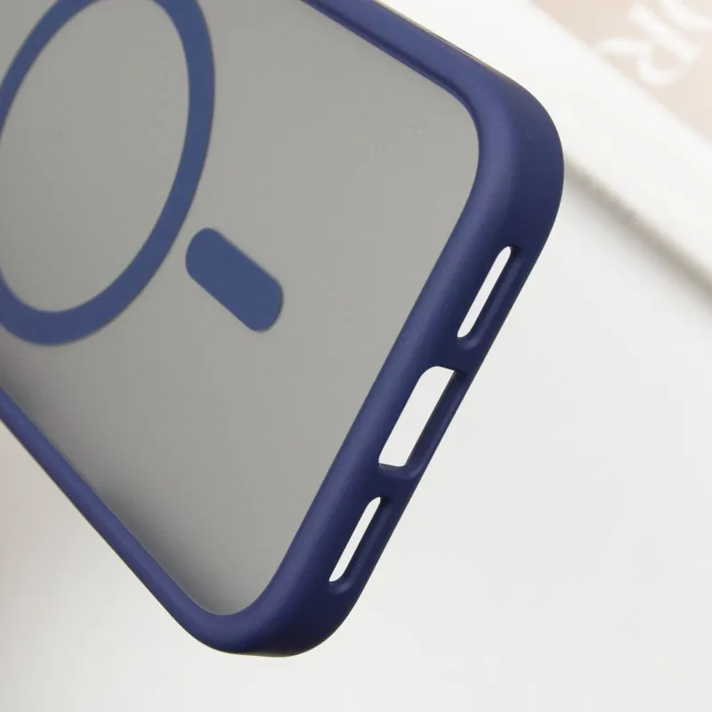 TPU+PC чохол Metal Buttons with Magnetic Fit для Apple iPhone 16 Pro – Синій / Navy Blue. Фото 9 з 9