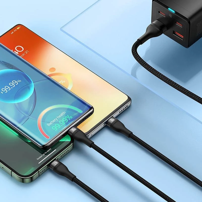 Дата кабель Baseus Flash Series 2 USB to MicroUSB-Lightning-Type-C 100W (1.2m) (CASS03000) – Black. Фото 7 из 10