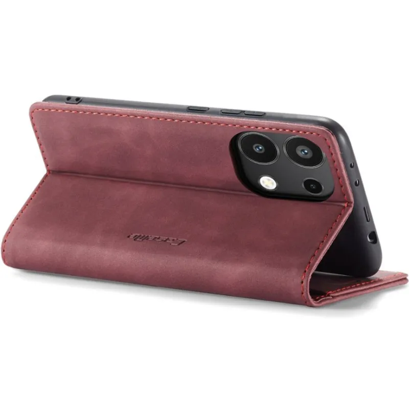 Шкіряний чохол-книжка CaseMe Velvet Nubuck для Xiaomi Redmi Note 13 4G – Red. Фото 6 з 6