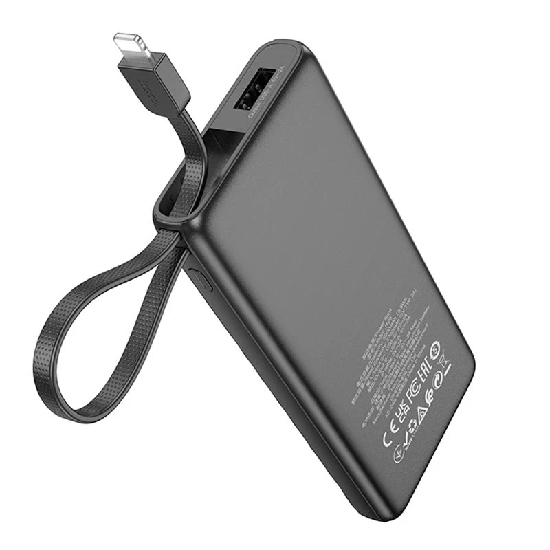 Портативне ЗП Power Bank Hoco J129 Nature (with cable Lightning) 5000 mAh – Black. Фото 3 з 5