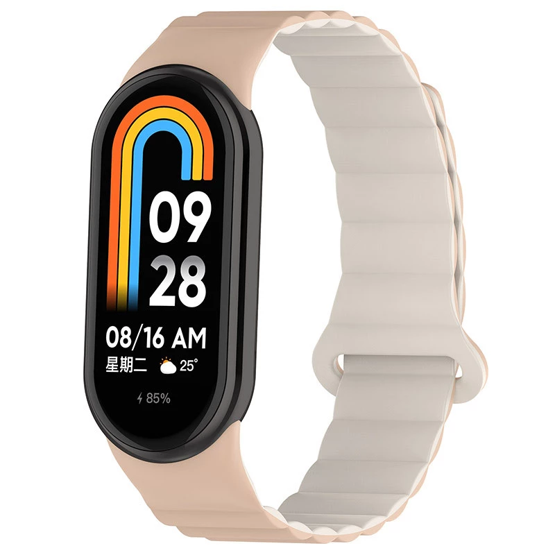 Ремінець Dual-color Magnetic для Xiaomi Mi Band 9/8 – Beige / White. Фото 2 з 8