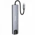 Перехідник HUB Hoco DUP09 (Type-C to HDMI+USB 3.0+USB 2.0+2xType-C+SD/TF) – silver. Фото 2 з 5