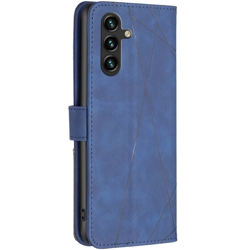 Шкіряний чохол-книжка Geometric Pattern для Samsung Galaxy A56 5G – Blue. Фото 2 з 4