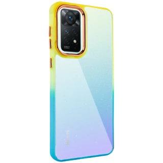 Силиконовый чехол фреш для Xiaomi Redmi Note 11 Pro 4G/5G — Бирюзовый / Оранжевый