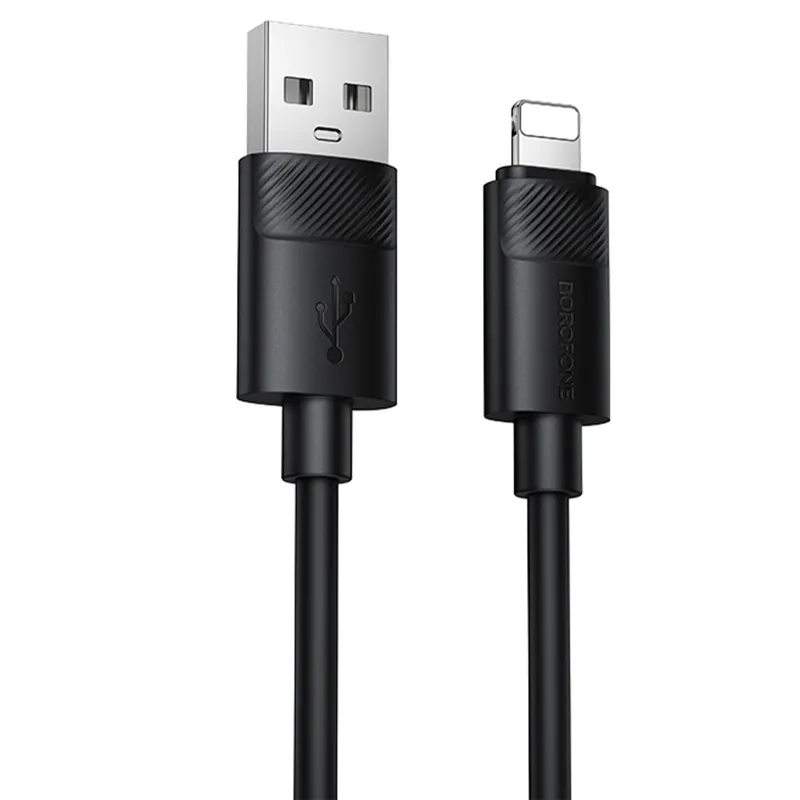Дата кабель Borofone BX123 Leya USB to Lightning 12W (1m) – Black. Фото 1 з 5