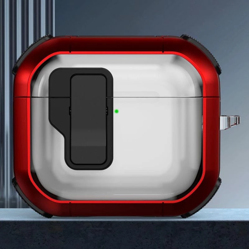 Футляр протиударний Locking Button для навушників Airpods 4 – Red. Фото 2 з 2
