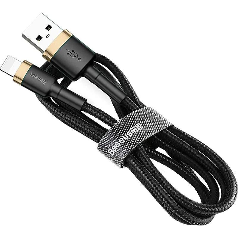 Дата кабель Baseus Cafule Lightning Cable 1.5A (2m) – Золотий / Чорний. Фото 3 з 5