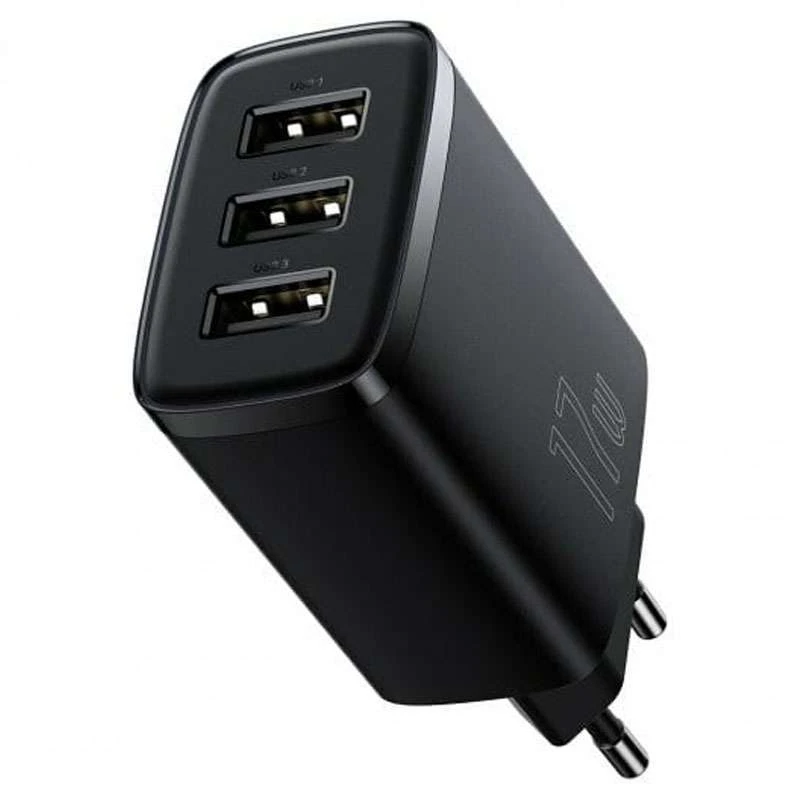 МЗП Baseus Compact 17W (3USB) – Чорний. Фото 2 з 5