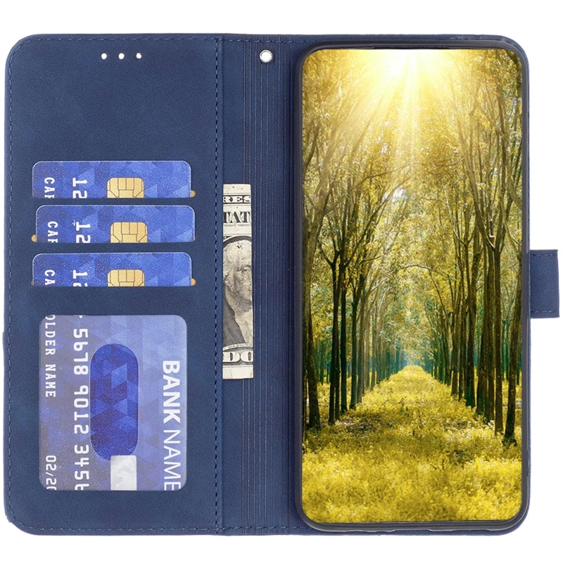 Кожаный чехол-книжка Geometric Pattern для Xiaomi Redmi Note 15 Pro 4G – Blue. Фото 4 из 4