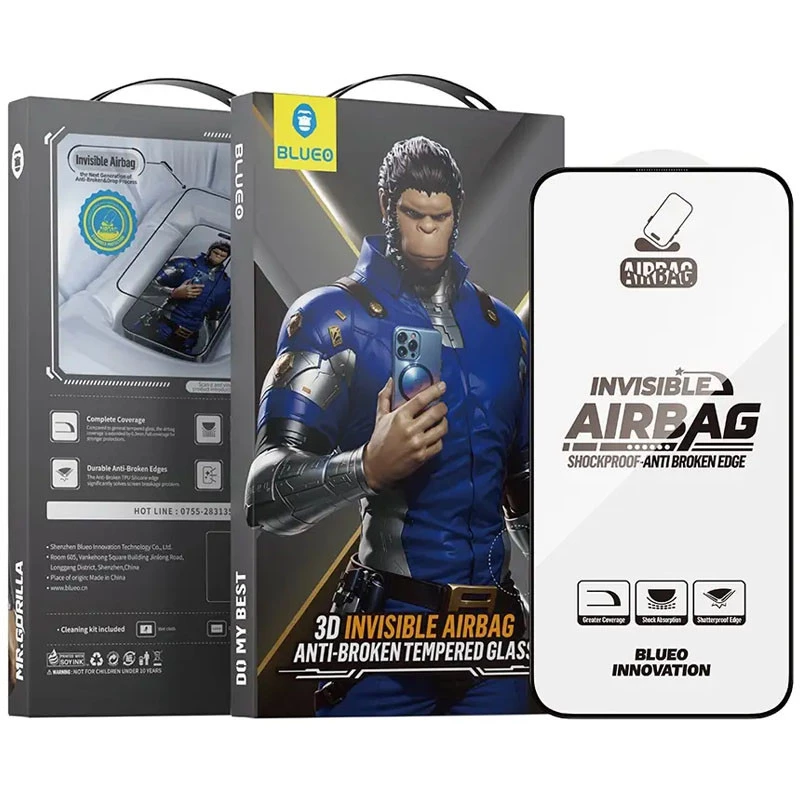 Захисне 3D скло Blueo Invisible Airbag Anti-broken для Apple iPhone 14 Pro (6.1") – Чорний. Фото 7 з 7