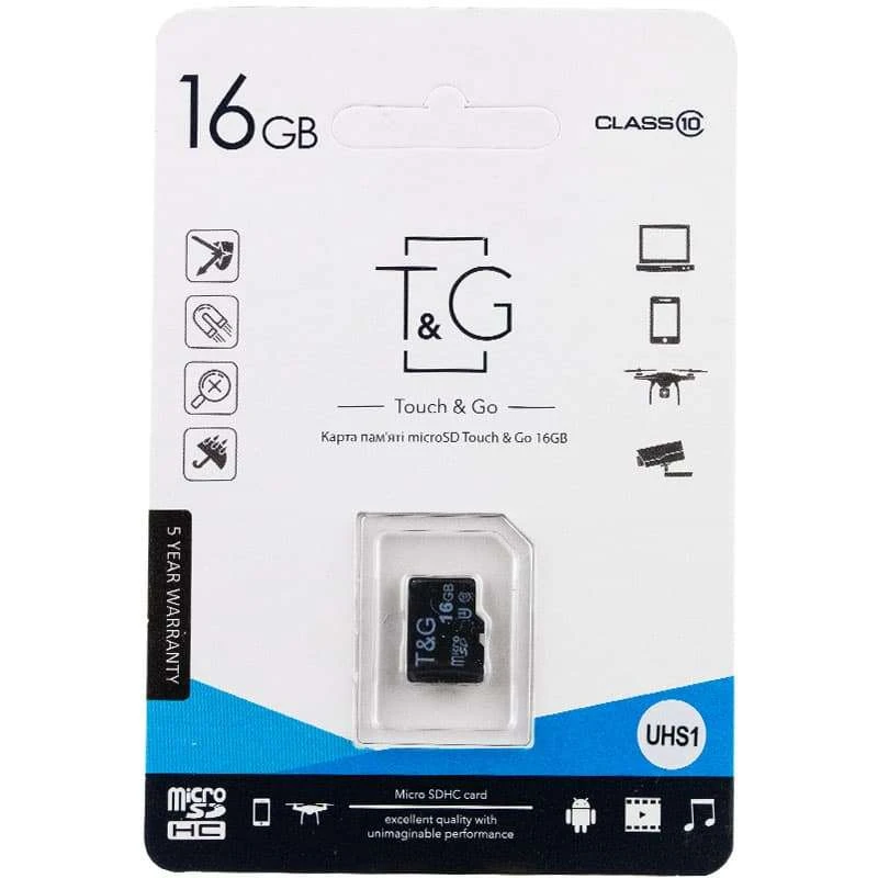 

Карта пам'яті T&G microSDHC (UHS-1) 16 GB class 10 (без адаптера) (Чорний)