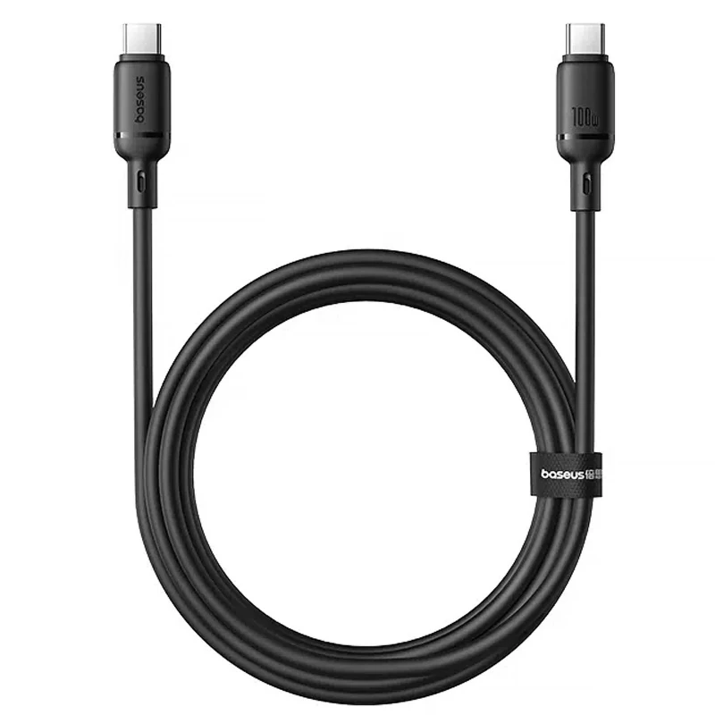 Дата кабель Baseus Silky Series OS Fast Charging Type-C to Type-C 100W (1m) (P10377704) – Cluster Black. Фото 2 з 4