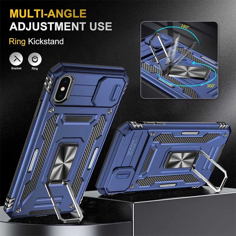 Ударостійкий чохол Square Ring зi шторкою на камеру на Apple iPhone XS Max (6.5") – Синій / Navy. Фото 2 з 6