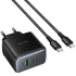 МЗП Hoco C158A Upgrade PD45W (1USB-A/1C) + кабель Type-C to Type-C – Black. Фото 3 з 6