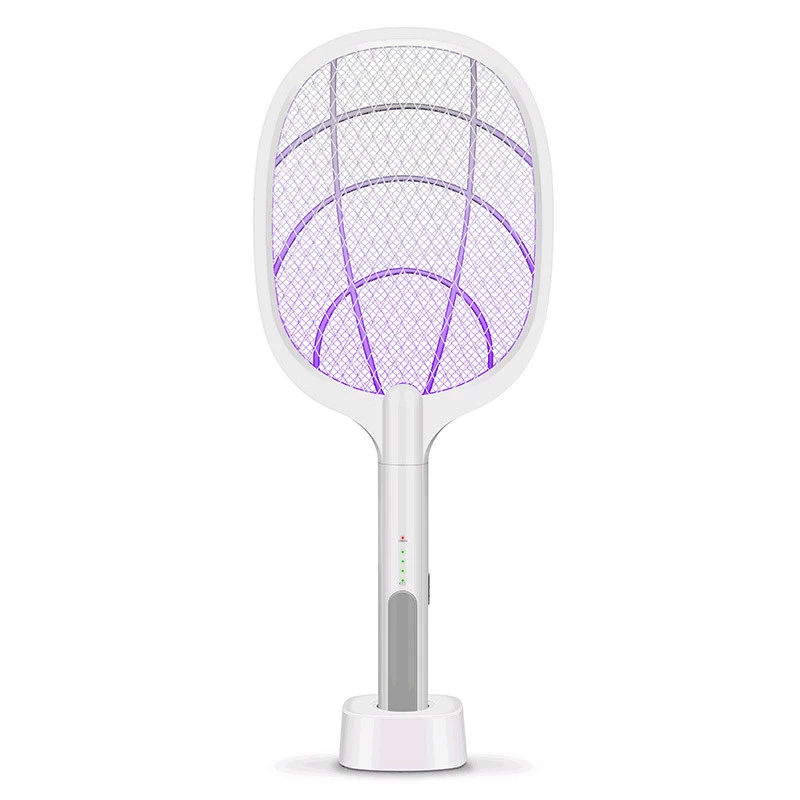 

Акумуляторна ракетка пастка від комах W3 з підставкою / USB (White)