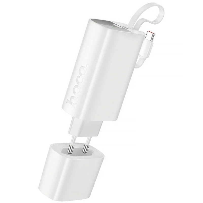 Портативний ЗП Power Bank Hoco J148 Handy PD20W with cable 5000 mAh – White. Фото 1 з 3