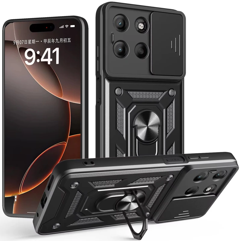 Удароміцний чохол Ummi Camshield Serge Ring (in box) для Motorola Moto G57 Power – Чорний / Black. Фото 2 з 3