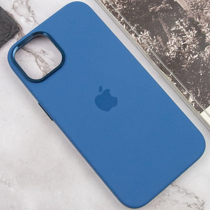 Чехол Silicone Case с металлическими кнопками для Apple iPhone 14 (6.1") – Синий / Blue Jay. Фото 8 из 9