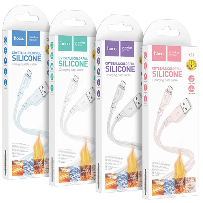 Дата кабель Hoco X97 Crystal color USB to MicroUSB (1m) фото 2 з 2