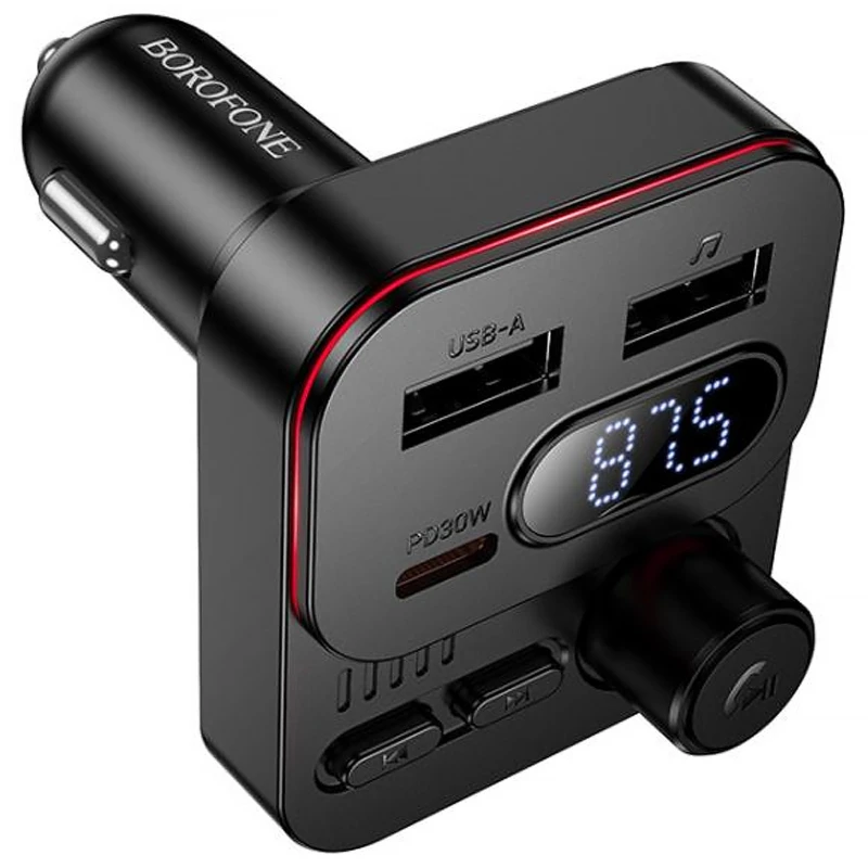 АЗУ FM модулятор Borofone BC61 Ocean 45W (1USB-A/1C) – Black. Фото 2 из 6