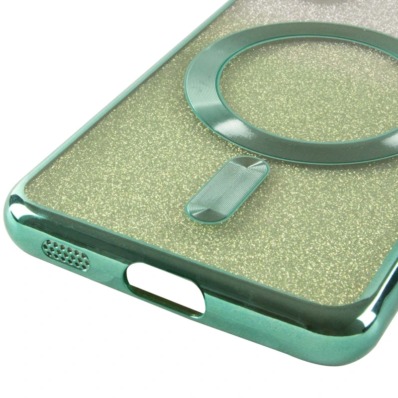 Чохол з блискітками, захисними лінзами на камеру та MagSafe на Samsung Galaxy S21 – Зелений / Emerald. Фото 10 з 10