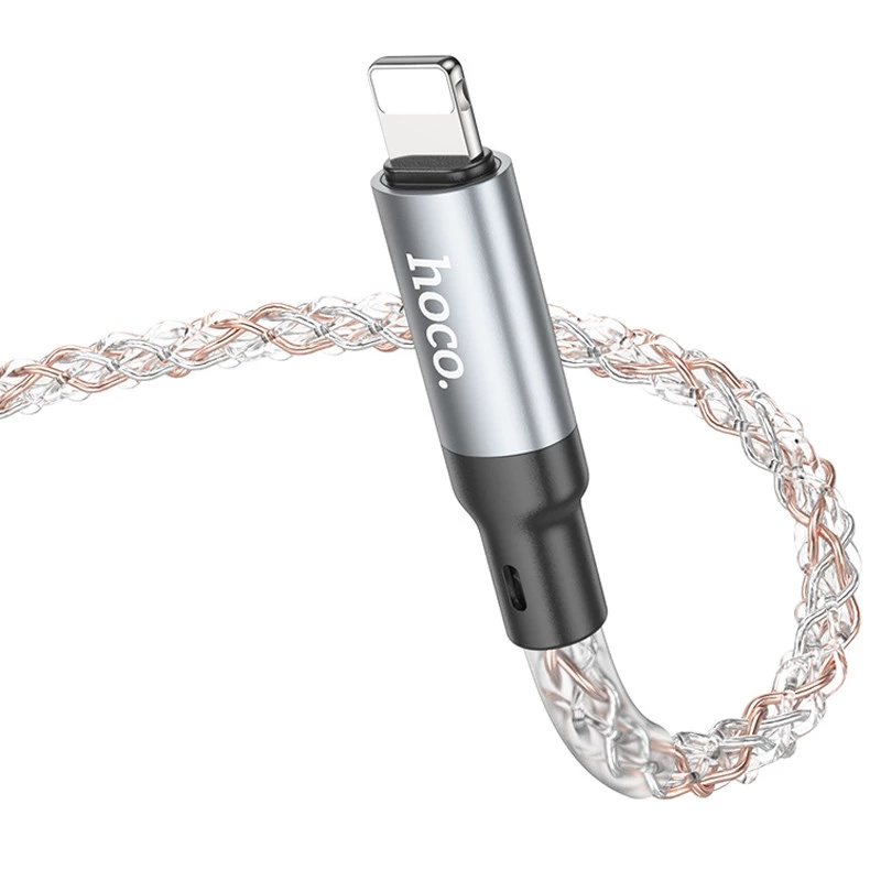 Дата кабель Hoco U112 Shine 2.4A USB to Lightning (1m) – Gray. Фото 6 з 8