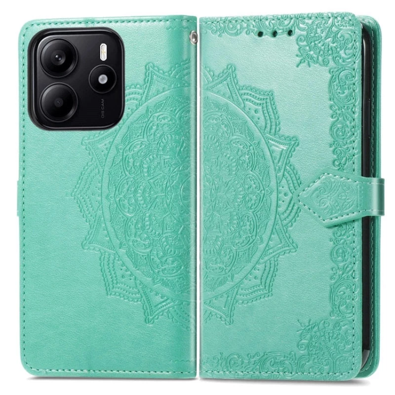 Шкіряний чохол-книжка Art Case з візитницею для Xiaomi Redmi Note 14 5G – Бірюзовий. Фото 8 з 9