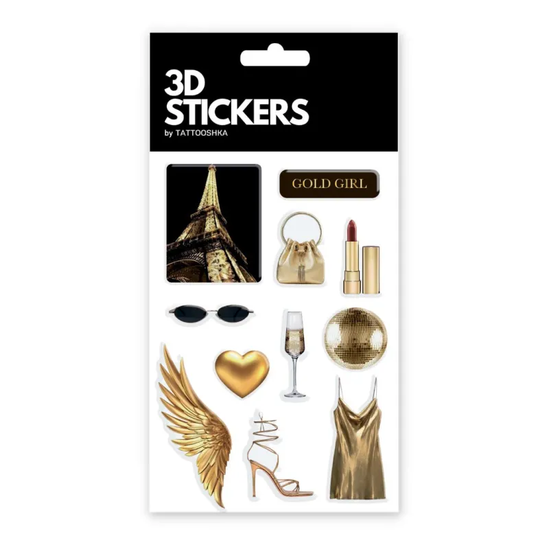 Стікер-набір 3D до 10*15см XXL – Golden Glam (11 pcs). Фото 1 з 3