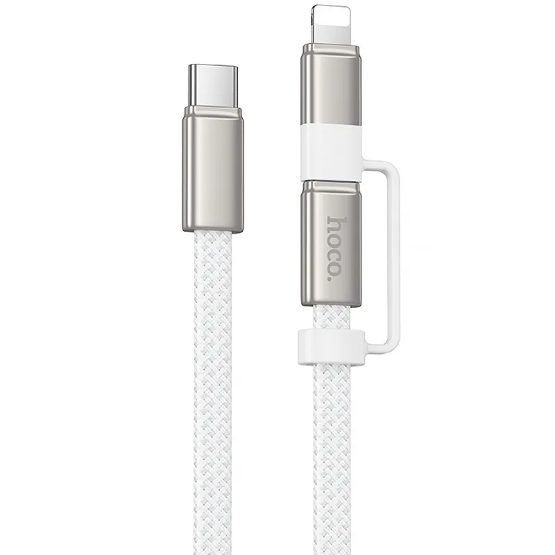 Дата кабель Hoco X125 Surplus 2in1 Type-C to Lightning/Type-C 60W (1m) – White. Фото 1 з 4