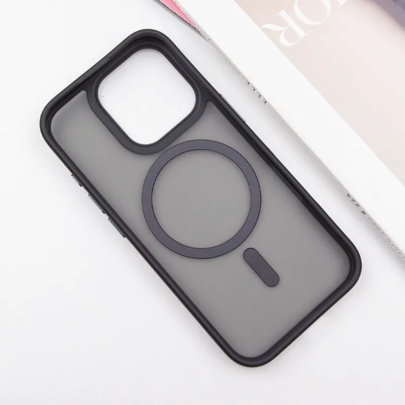 TPU+PC чохол Metal Buttons with Magnetic Fit для Apple iPhone 16 Pro – Чорний / Black. Фото 5 з 9
