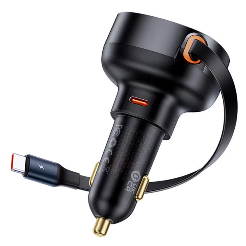 АЗП Baseus Enjoyment Pro 60W (1USB-C) + висувний кабель Type-C (C00057802111-01) – Cluster Black. Фото 6 з 12