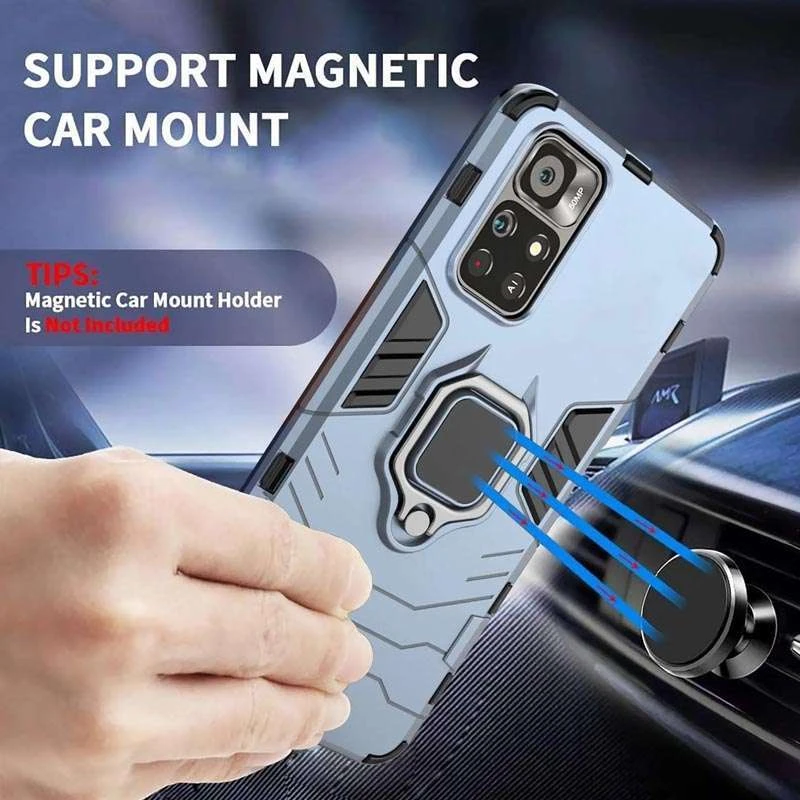 Протиударний чохол Transformer з кільцем на Xiaomi Poco M4 Pro 5G – Сірий / Metal slate. Фото 5 з 6