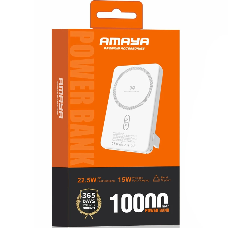 Портативное ЗУ Power Bank Amaya WF54 15W+PD22.5W с БЗУ 10000 mAh – White. Фото 2 из 2