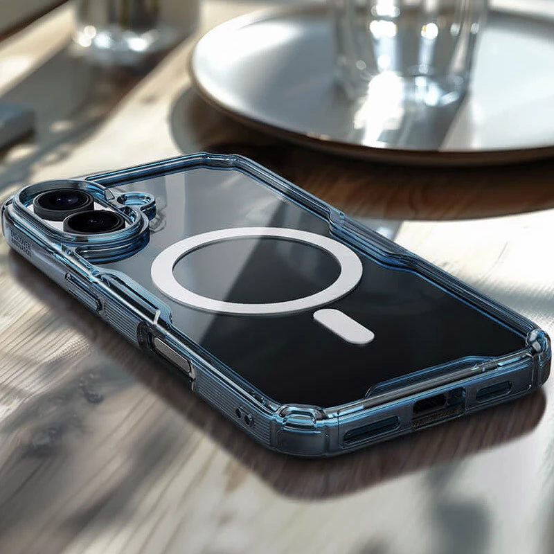 TPU чохол Nillkin Nature Pro з MagSafe на Apple iPhone 16 – Синій (прозорий). Фото 6 з 6