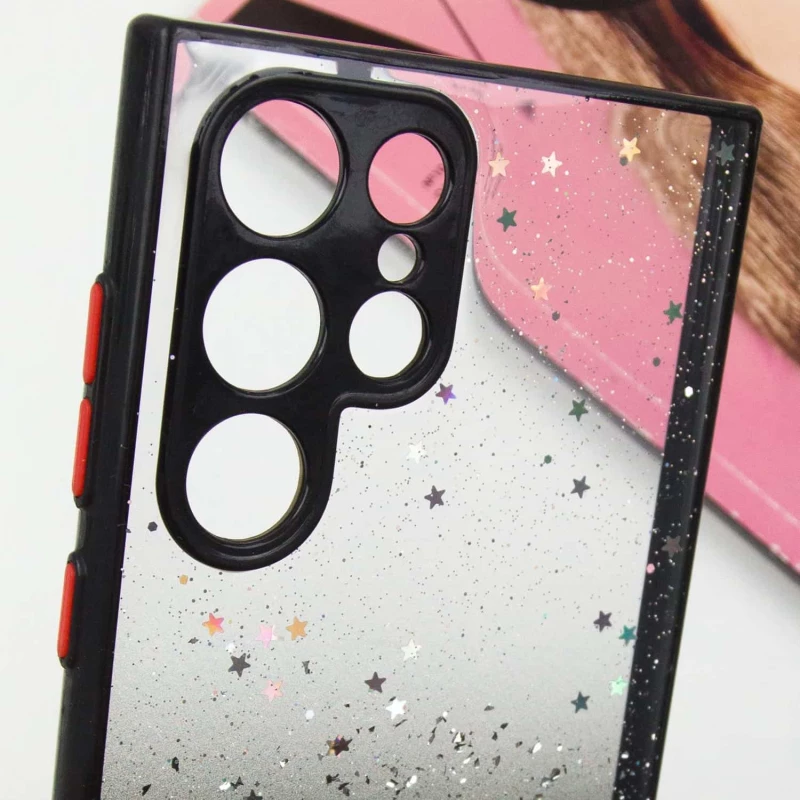 Чехол с блестками и защитой камеры для Samsung Galaxy S22 Ultra – Черный. Фото 8 из 10