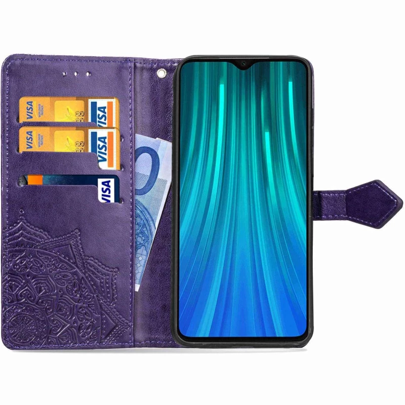 Кожаный чехол-книжка Art Case с визитницей для Xiaomi Redmi Note 8 Pro – Фиолетовый. Фото 6 из 7