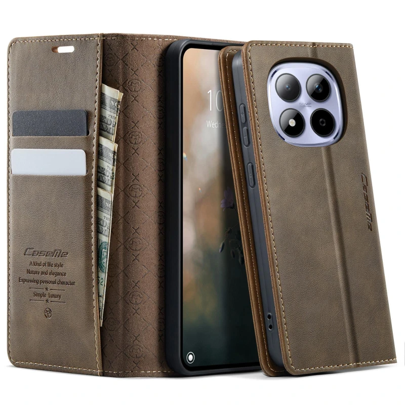 Шкіряний чохол-книжка CaseMe Velvet Matte для Xiaomi Redmi Note 15 Pro+ 5G – Coffee. Фото 3 з 6